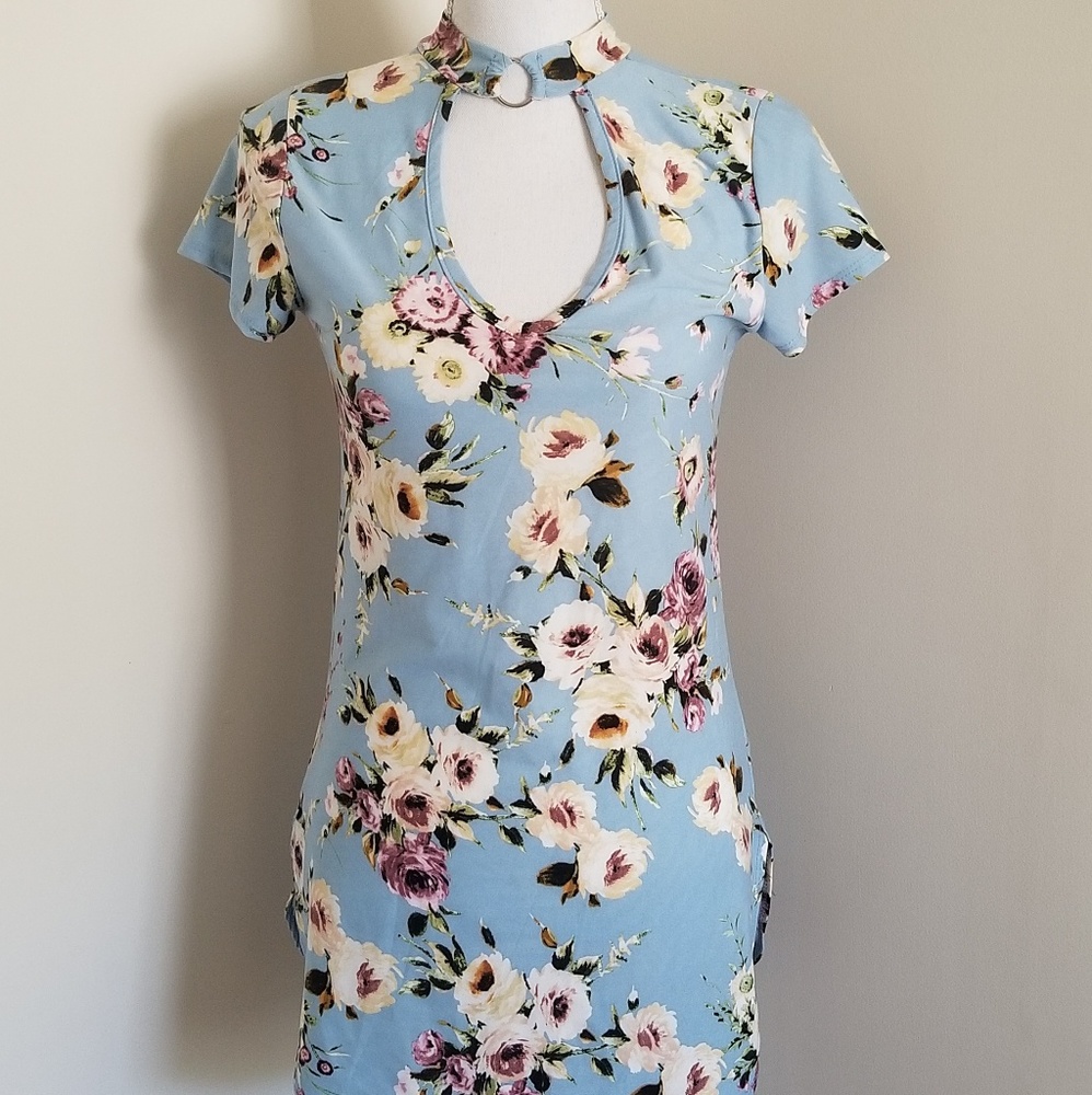 NWOT Light Blue Floral Top Dress